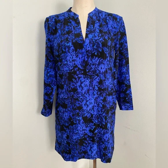 madewell blue silk dress Madewell Royal Blue Silk Director Shift Dress